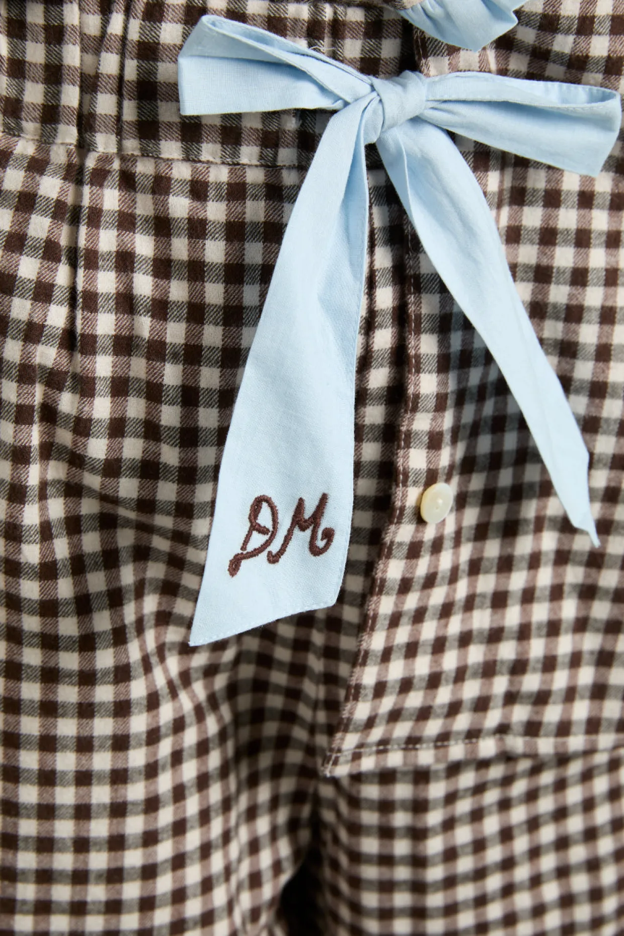 antonia pj set- brown gingham