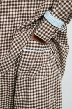antonia pj set- brown gingham