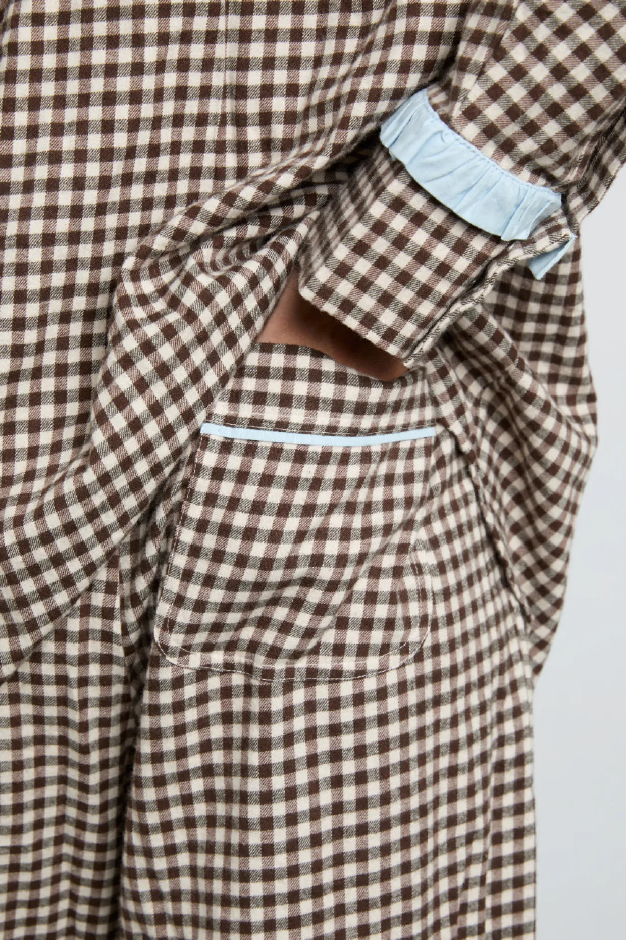 antonia pj set- brown gingham