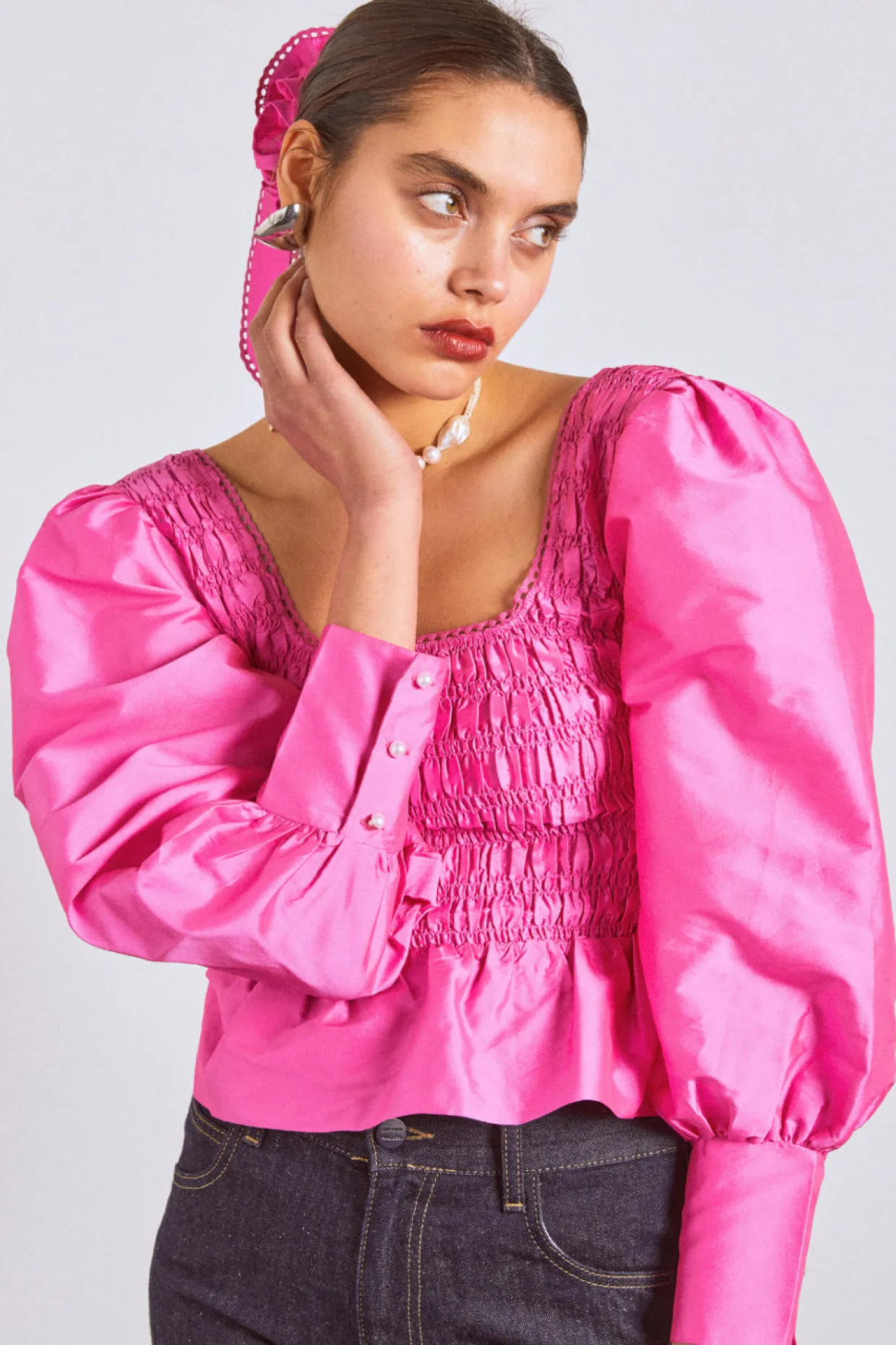 ariana blouse - pink taffeta