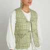 arte reversible tie gilet - green gingham