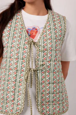 arte reversible tie gilet - green gingham