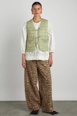 arte reversible tie gilet - green gingham