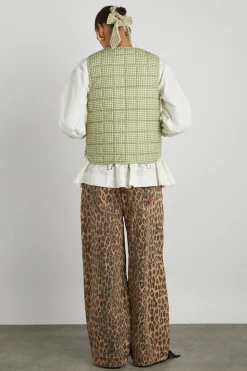 arte reversible tie gilet - green gingham
