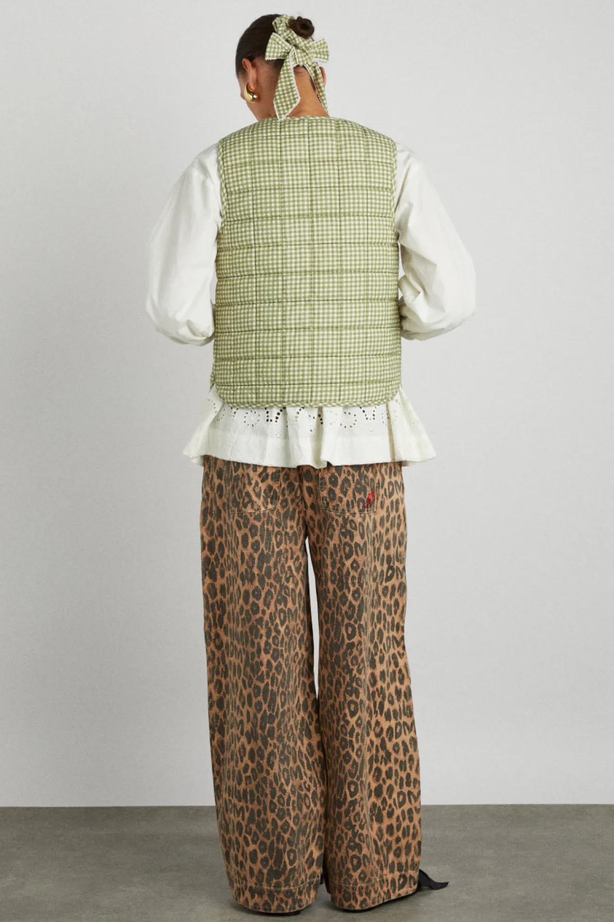 arte reversible tie gilet - green gingham