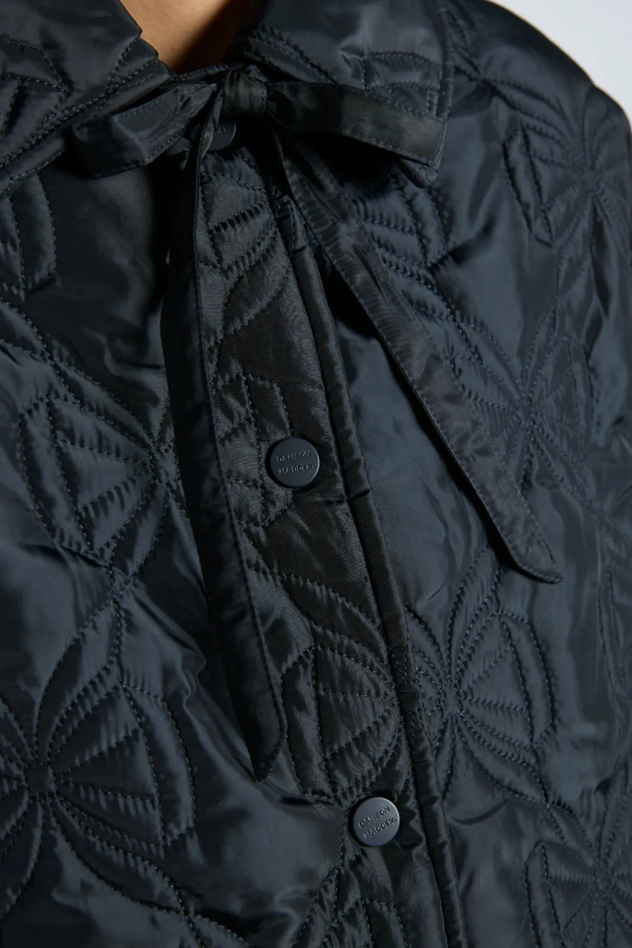 aubrey quilted coat- black bows