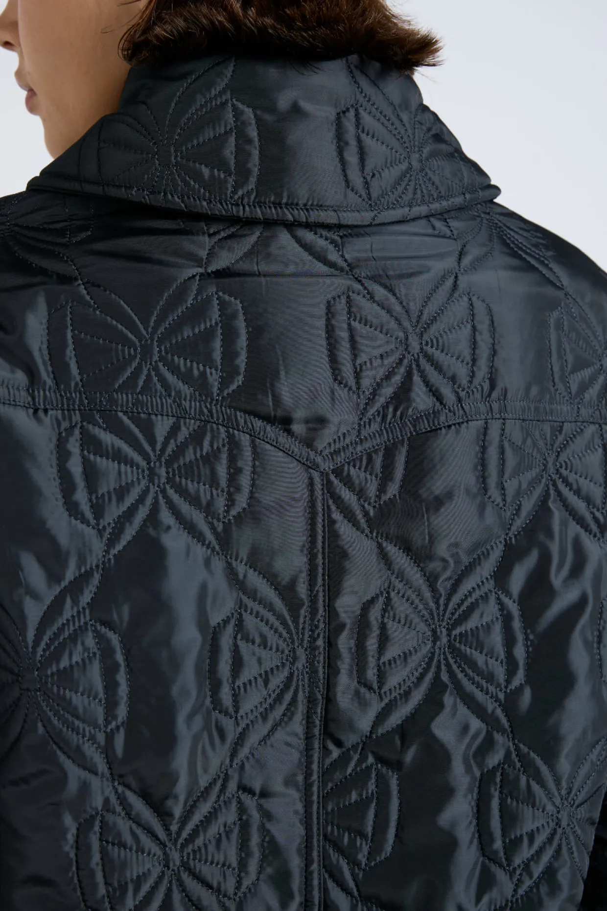aubrey quilted coat- black bows