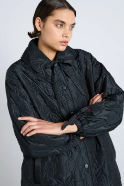 aubrey quilted coat- black bows