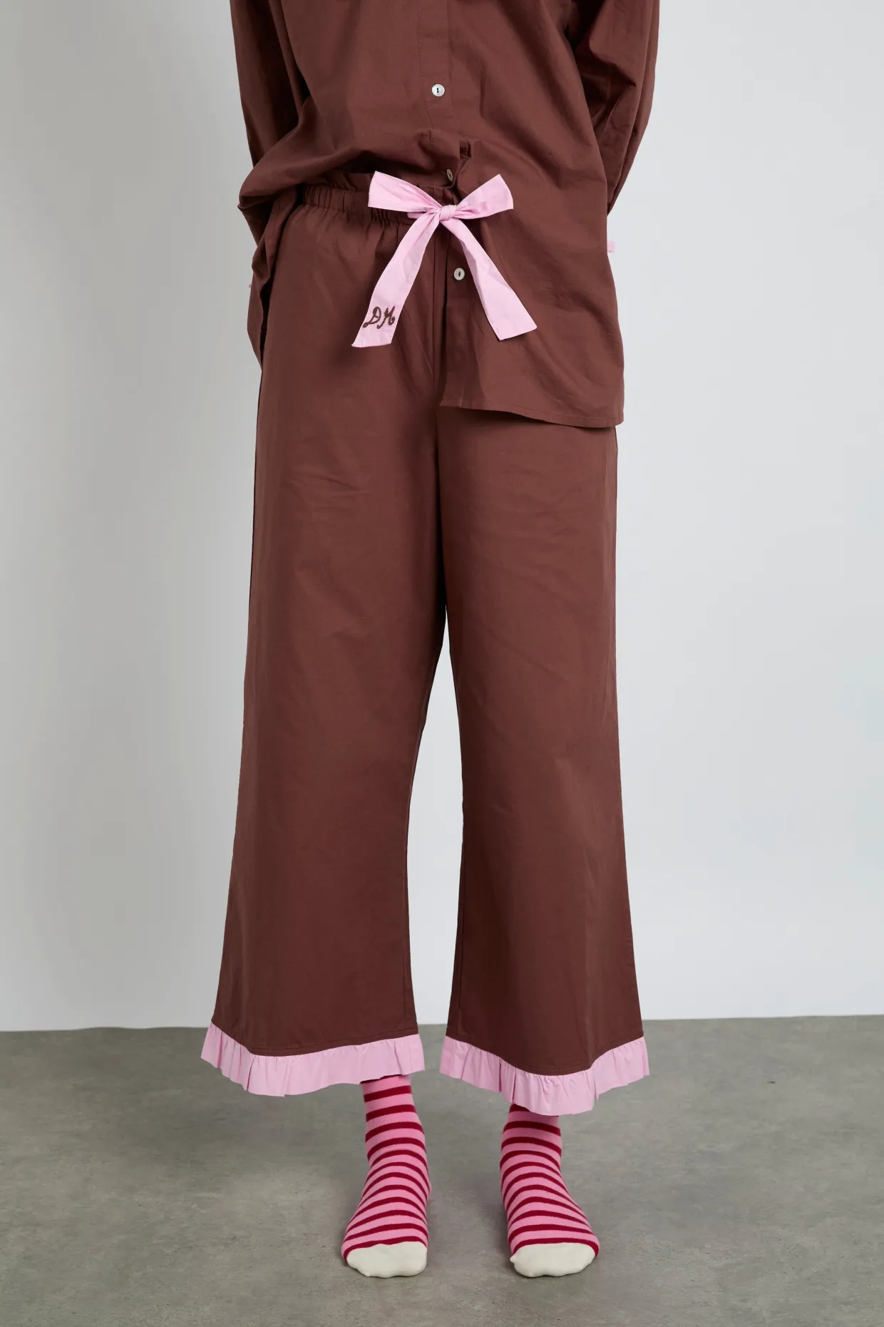 barbara pj set- brown u0026 pink