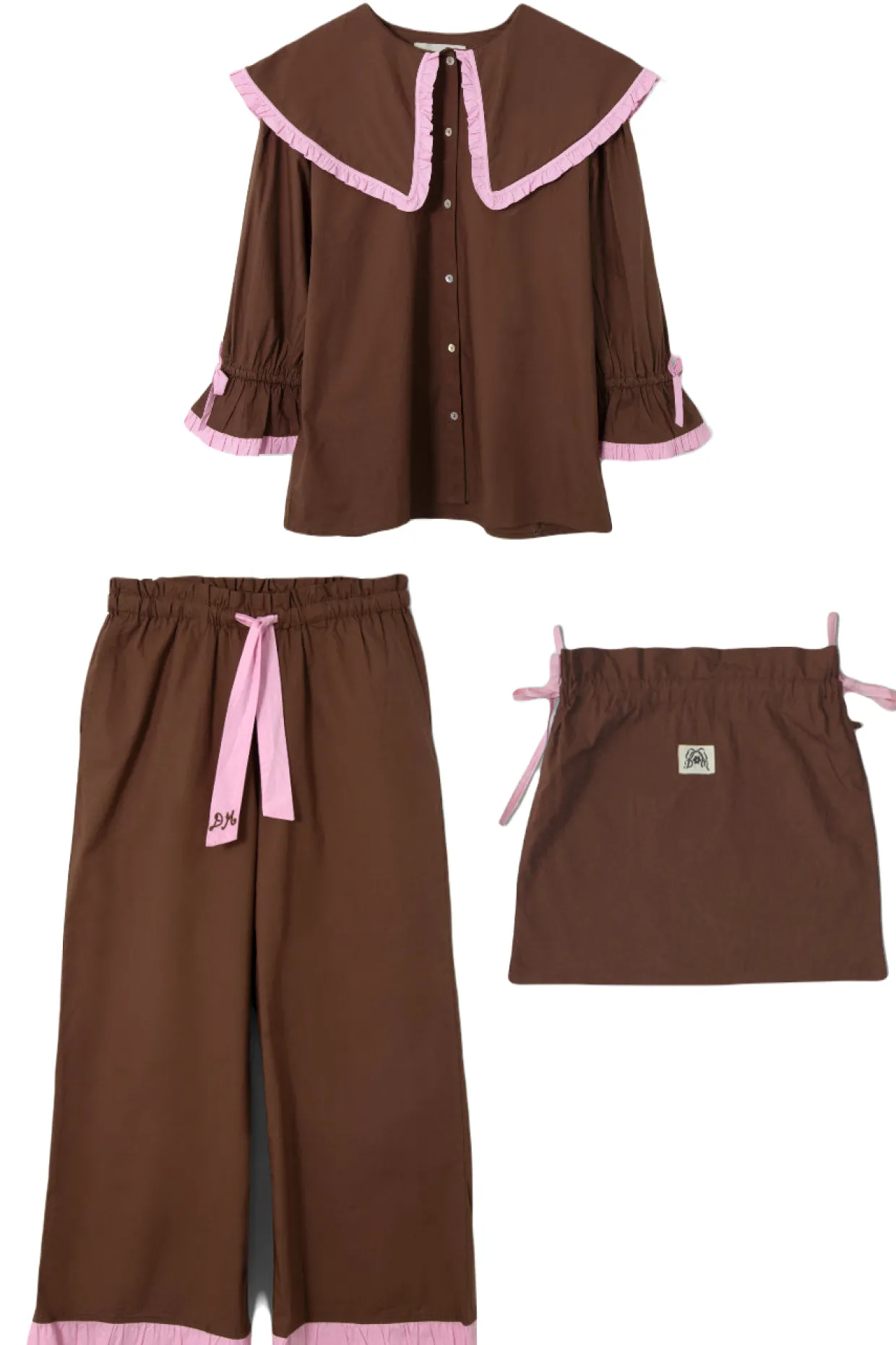 barbara pj set- brown u0026 pink