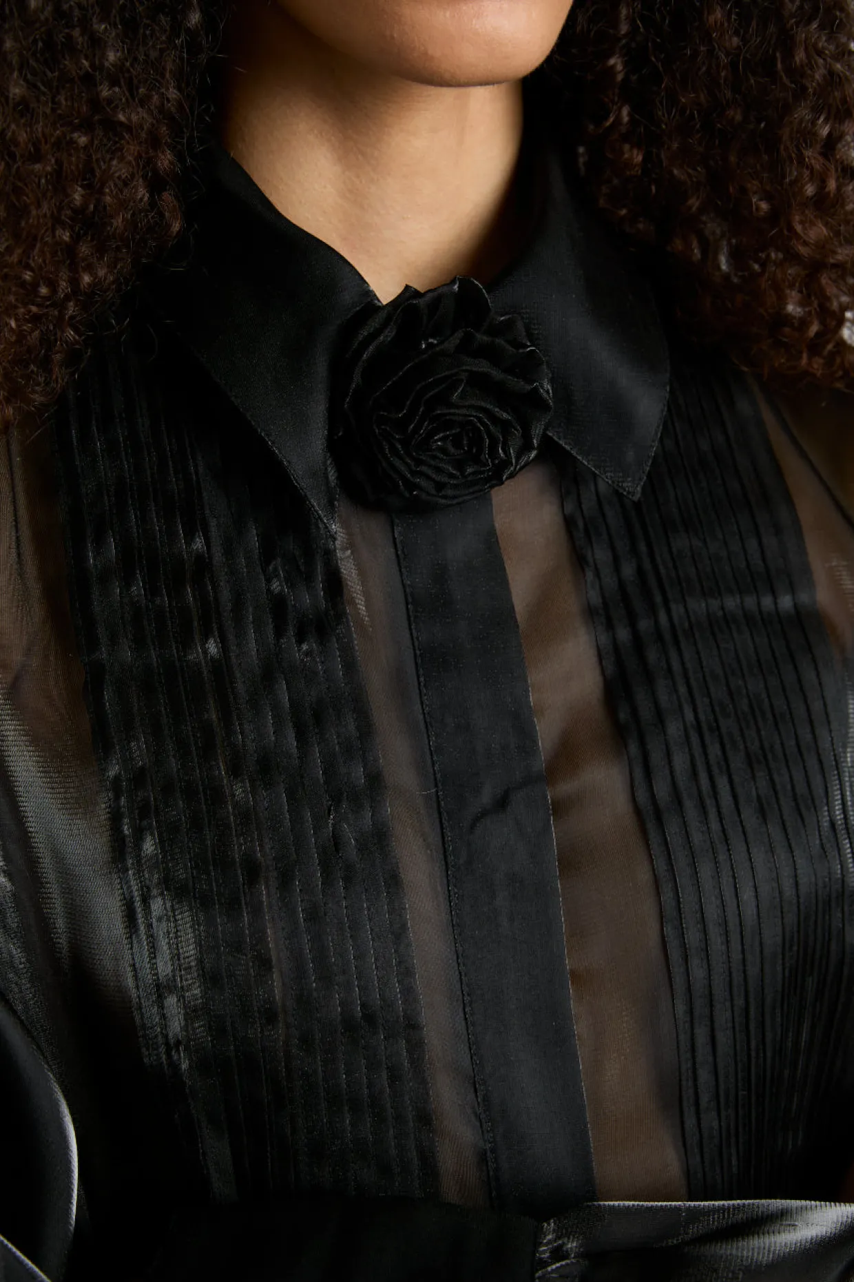 bel pin tuck shirt - black sheer