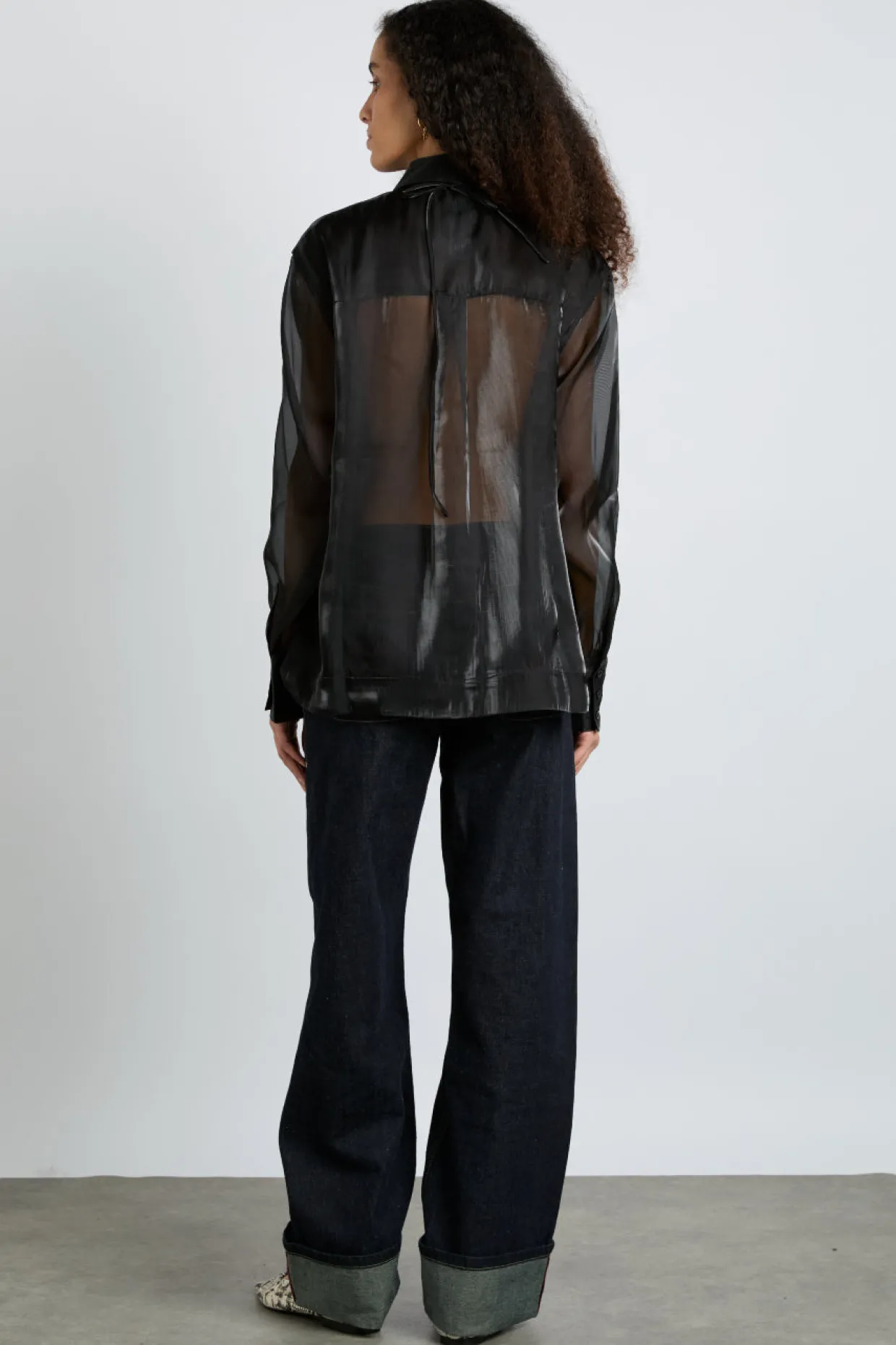 bel pin tuck shirt - black sheer