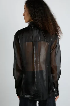 bel pin tuck shirt - black sheer