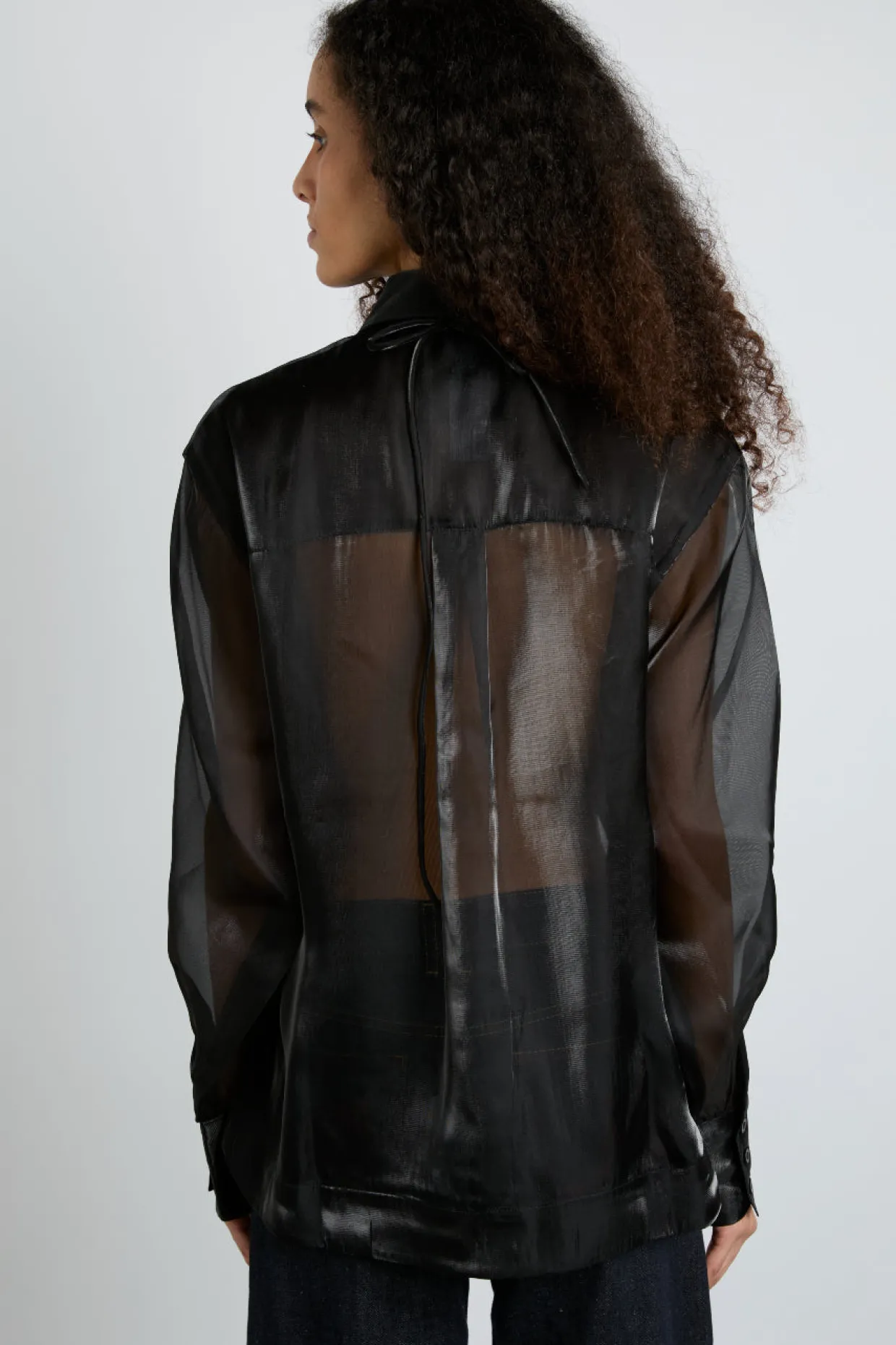 bel pin tuck shirt - black sheer