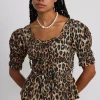 bianca ruffle blouse - leopard