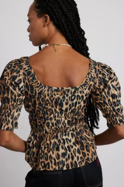 bianca ruffle blouse - leopard