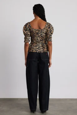 bianca ruffle blouse - leopard