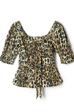 bianca ruffle blouse - leopard