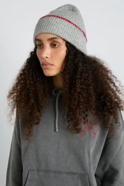 blanket stitch beanie- grey