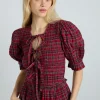 bluebelle blouse - red check