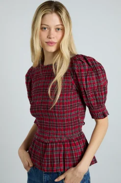 bluebelle blouse - red check