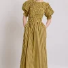 bluebelle midi dress - brown yellow stripe