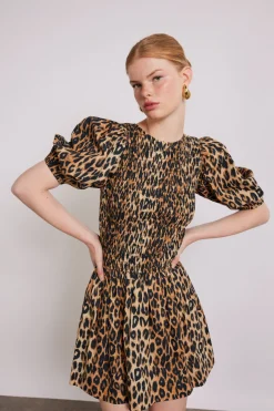 Bluebelle shirred mini dress - leopard