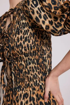 Bluebelle shirred mini dress - leopard