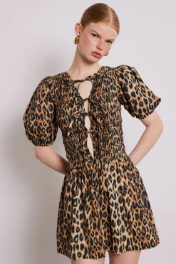 Bluebelle shirred mini dress - leopard