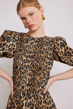 Bluebelle shirred mini dress - leopard