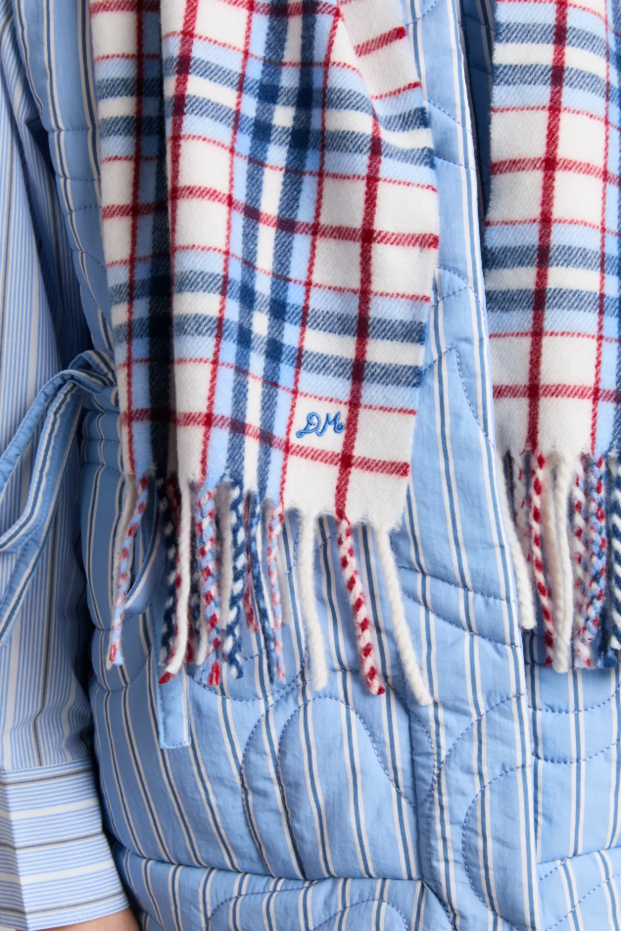 bonnie check scarf in responsible wool