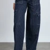 cargo jeans - navy pinstripe