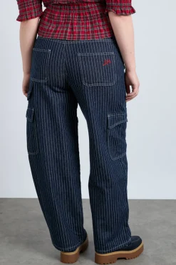 cargo jeans - navy pinstripe