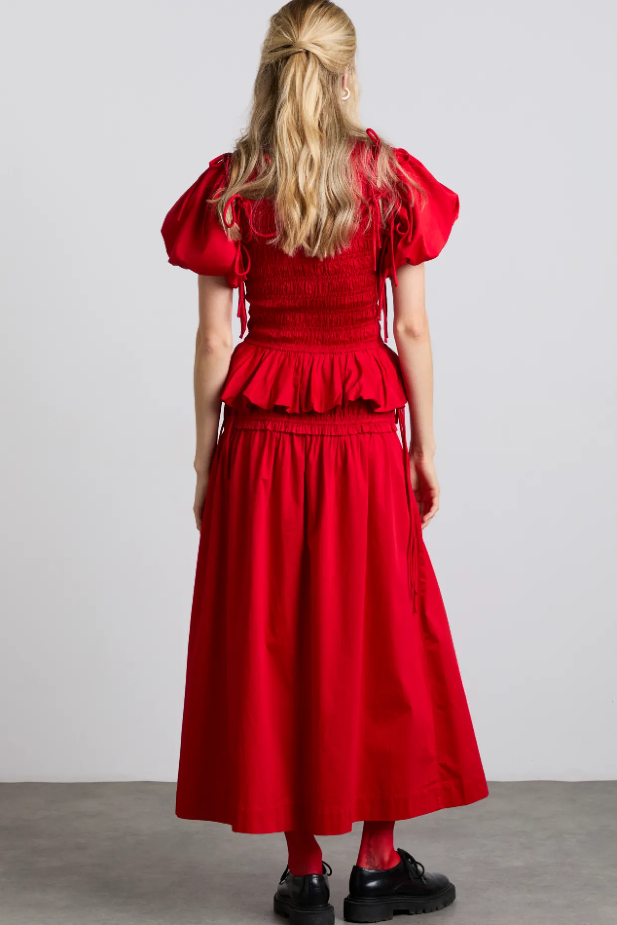 charlotte midi tie detail skirt - cherry