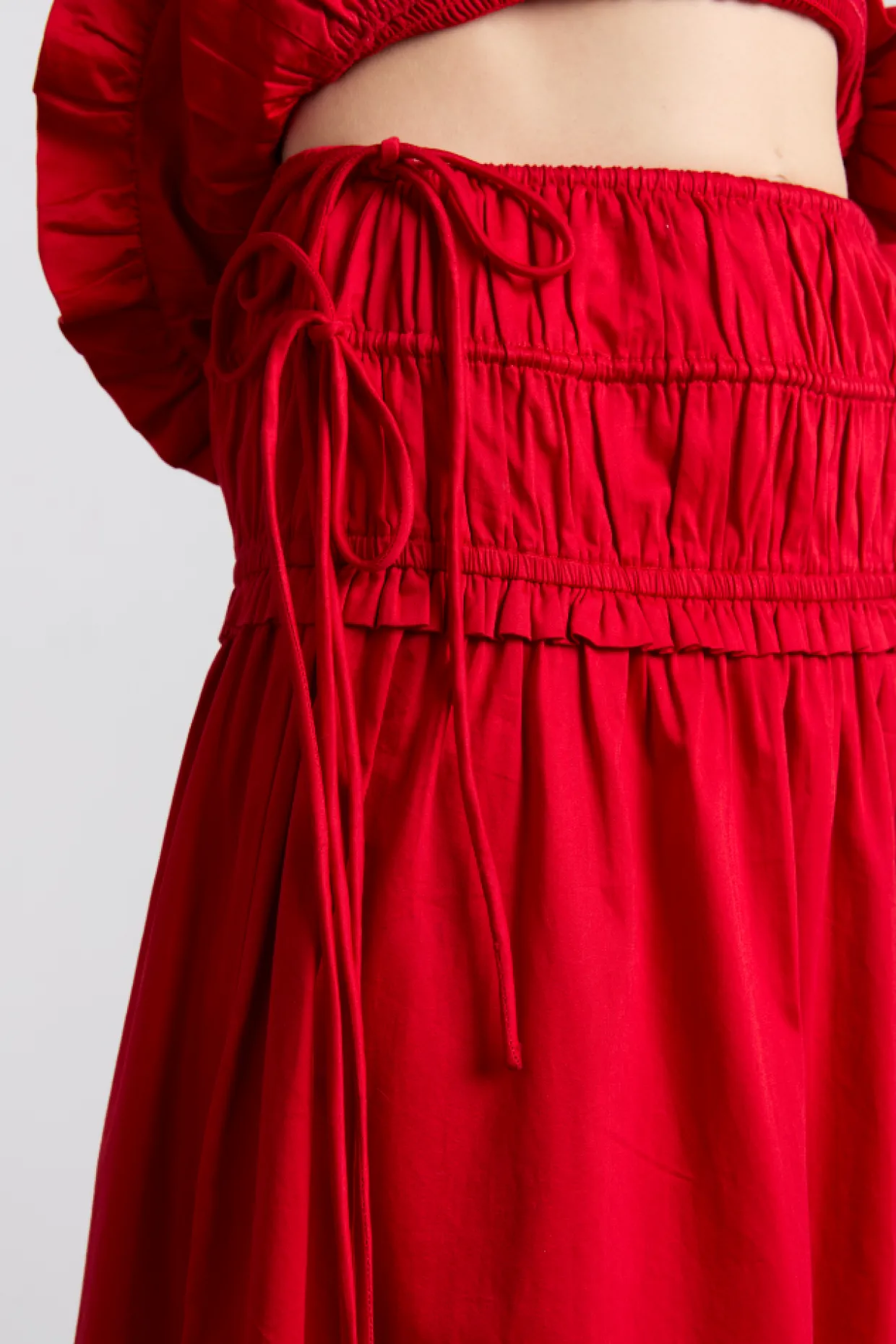 charlotte midi tie detail skirt - cherry