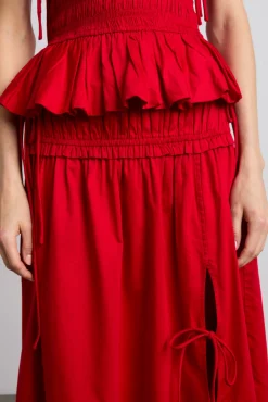 charlotte midi tie detail skirt - cherry