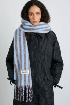 chocolate u0026 baby blue fluffy stripe scarf