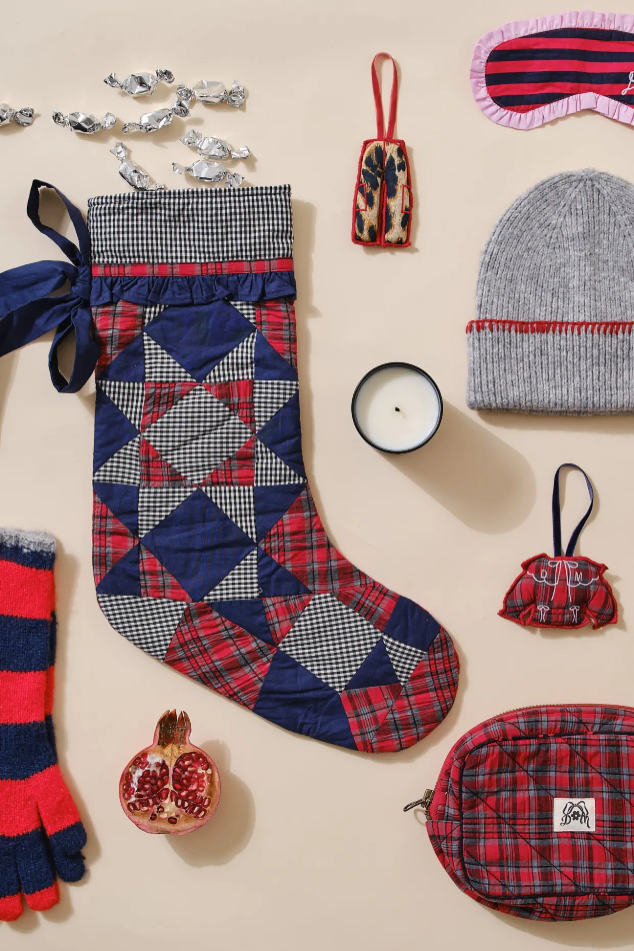 christmas tree decoration - red check blouse