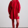 clancy all over embroidered mini dress - red