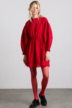 clancy all over embroidered mini dress - red