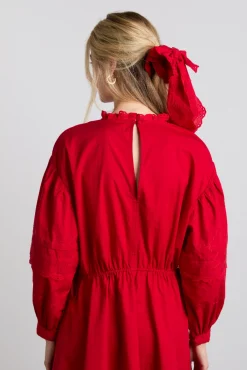 clancy all over embroidered mini dress - red