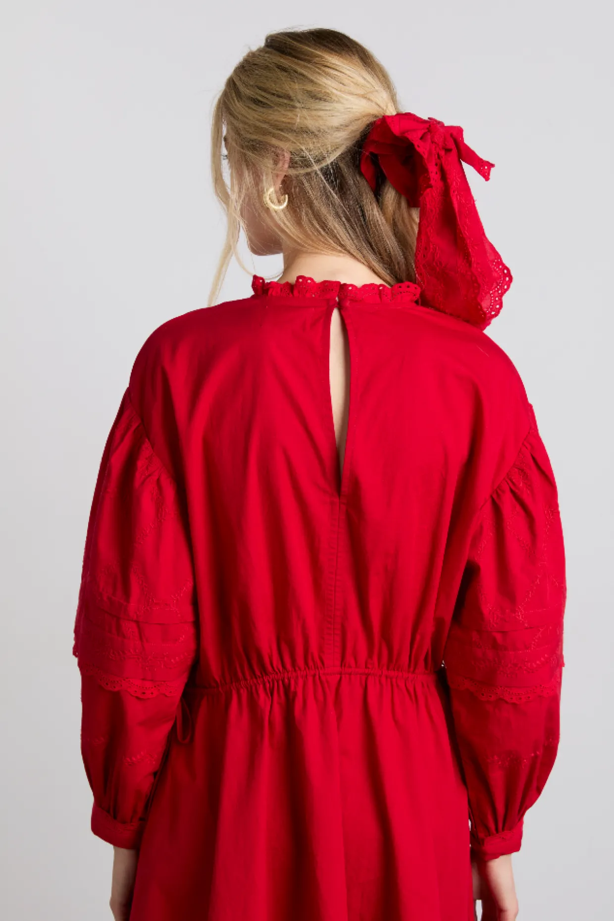 clancy all over embroidered mini dress - red