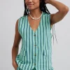 coco oversized waistcoat - mint stripe