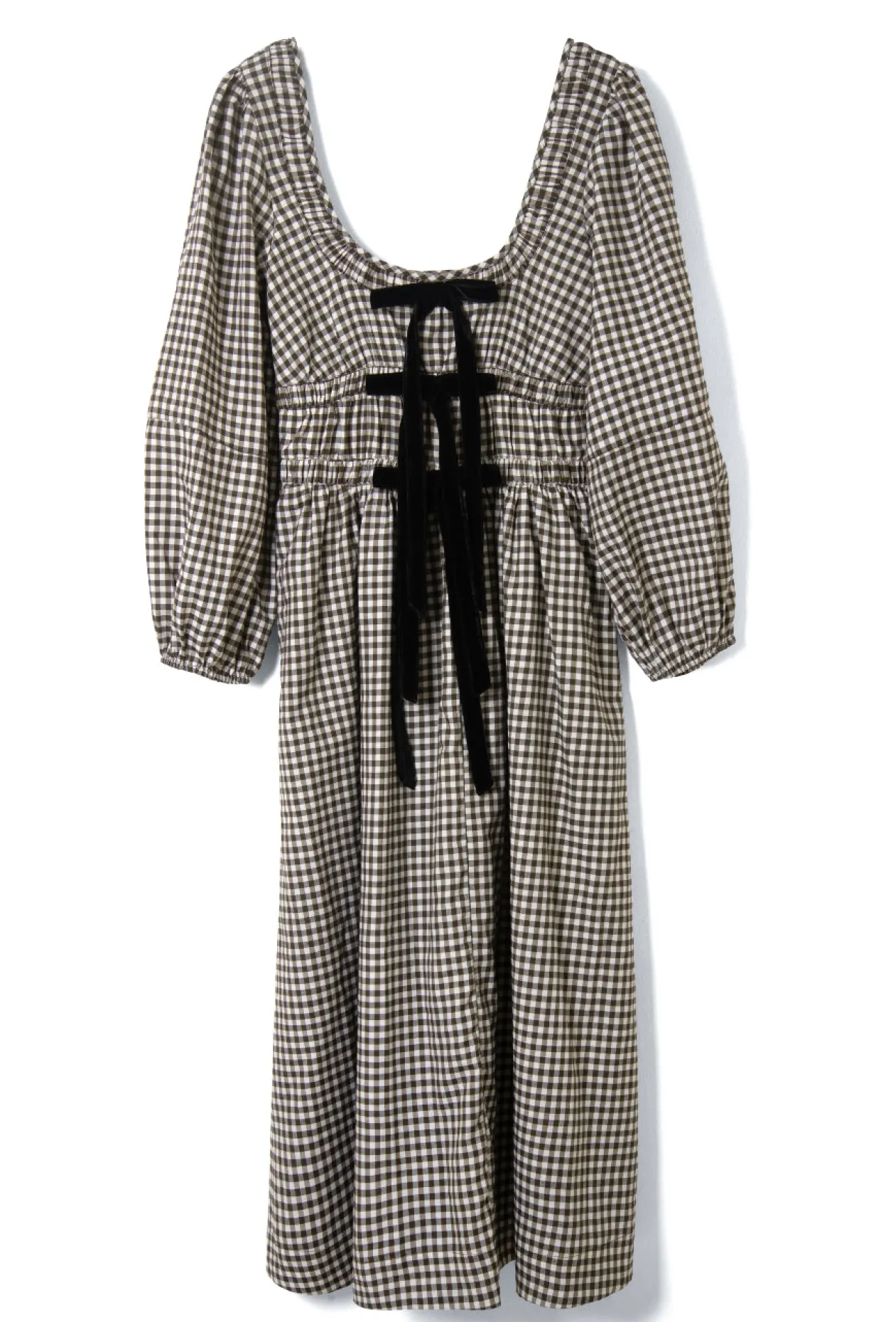 dakota bow midi dress - chocolate check