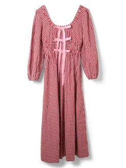 dakota bow midi dress - red gingham