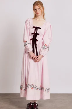 dakota dress - pink embroidery