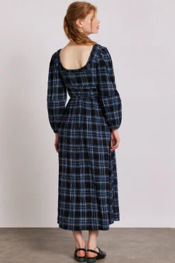 dakota midi dress - blue check