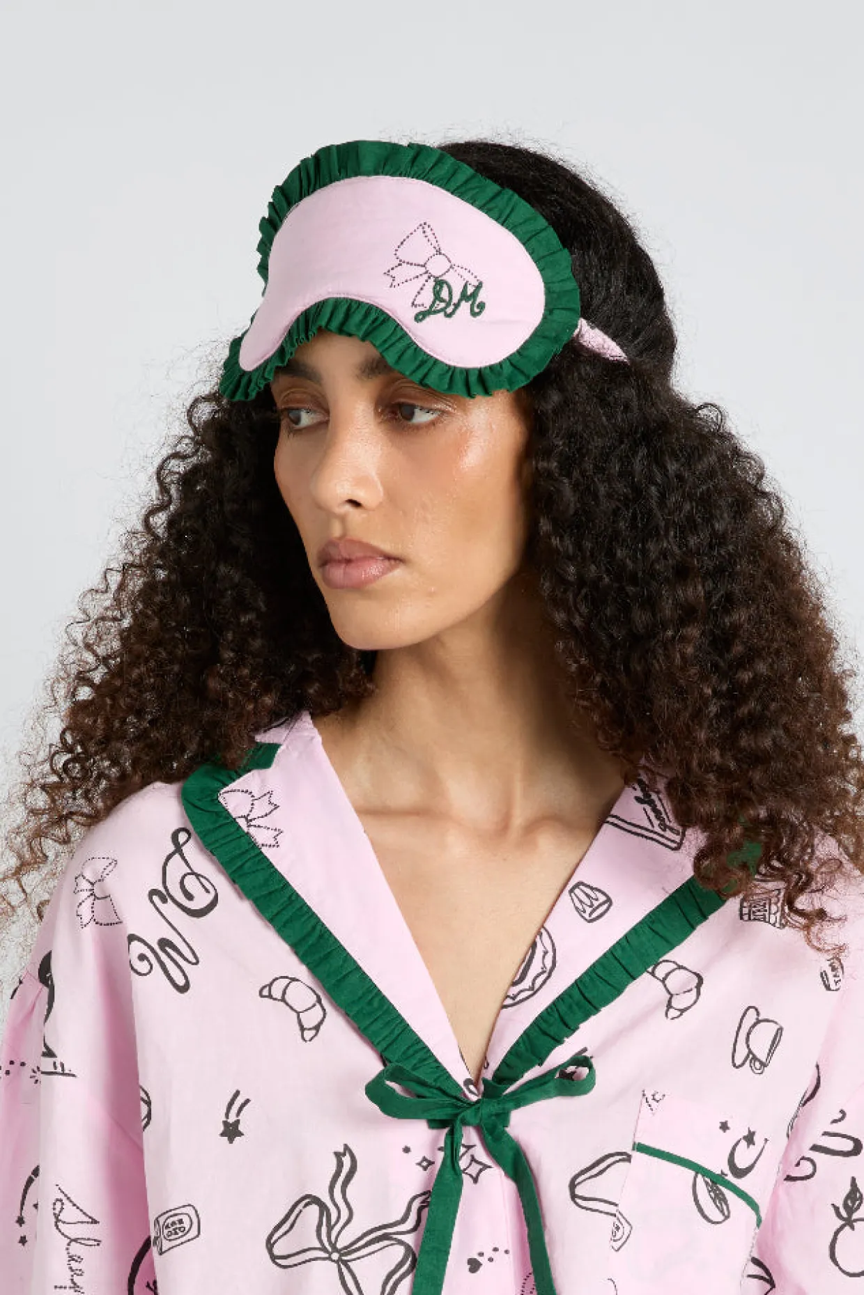 damson pj eye mask - pink symbols