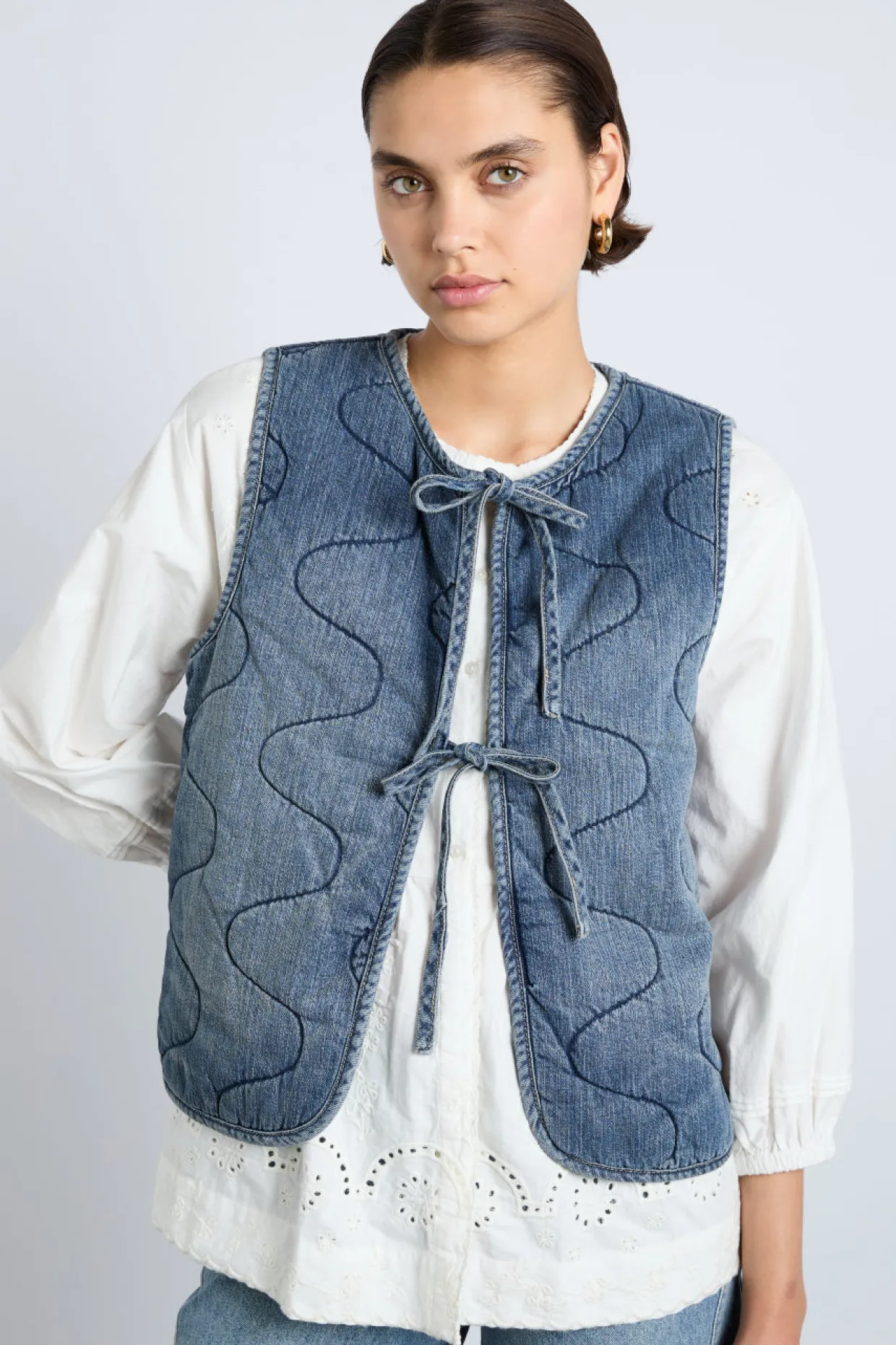 denim tilly gilet- vintage wash
