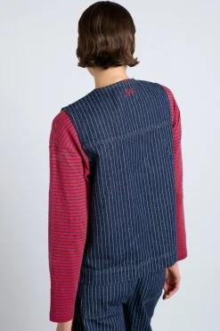 dilly gilet - navy pinstripe